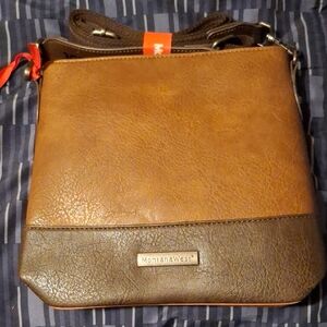 Montana West Two-Tone Leather Messenger Bag